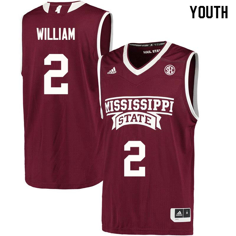 Youth #2 Morgan William Mississippi State Bulldogs College Basketball Jerseys Sale-Maroon